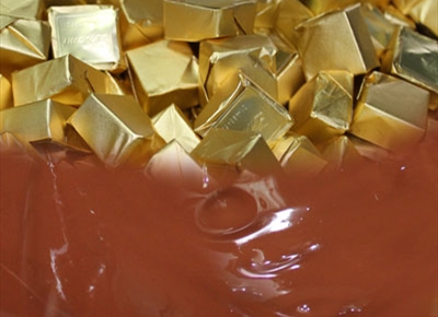 Wrapped chocolates and melted chocolate from a Libami workshop